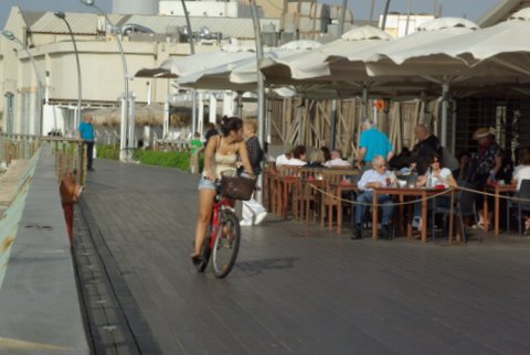 Cycling in Tel Aviv Port