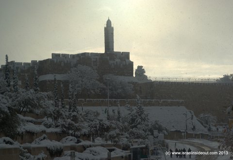A Snow-covered David's Tower - Jerusalem