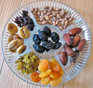 a platter of dried fruits and nuts