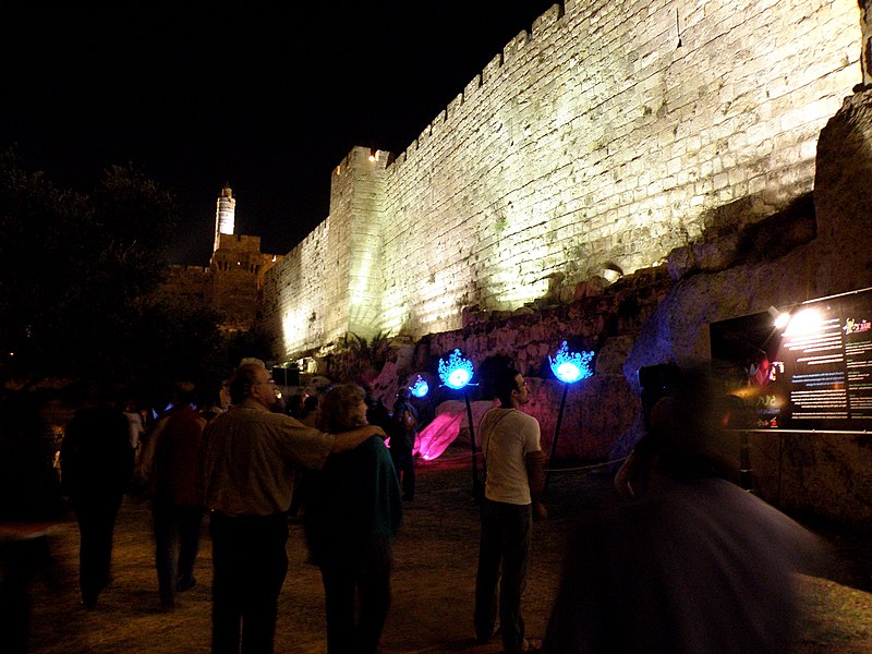illuminated old wall