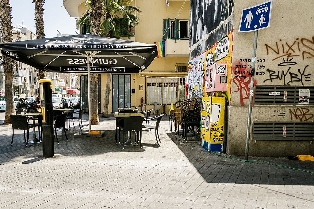 outdoor café and graffiti